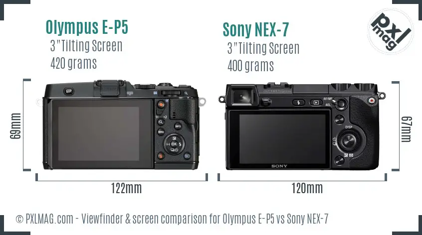 Olympus E-P5 vs Sony NEX-7 Screen and Viewfinder comparison