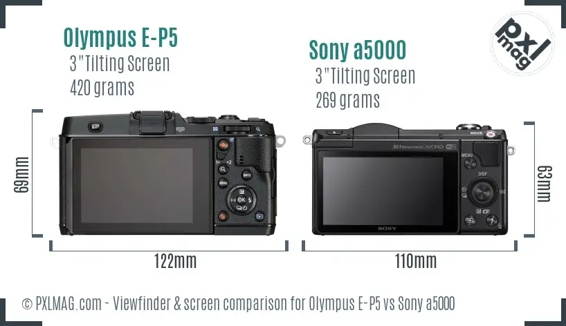 Olympus E-P5 vs Sony a5000 Screen and Viewfinder comparison Olympus E-P5 vs Sony a5000 Screen and Viewfinder comparison
