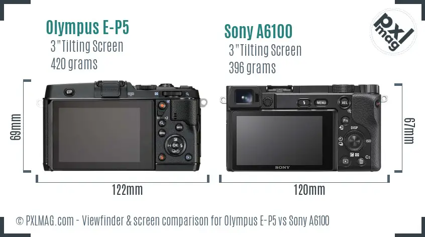 Olympus E-P5 vs Sony A6100 Screen and Viewfinder comparison Olympus E-P5 vs Sony A6100 Screen and Viewfinder comparison
