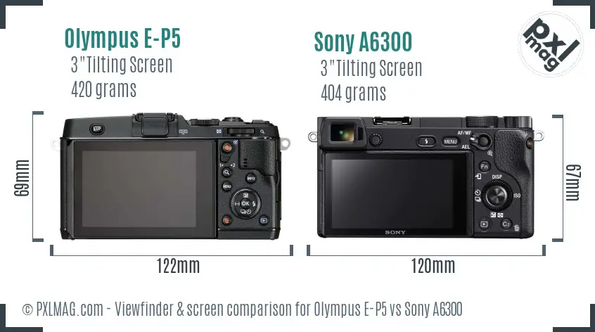 Olympus E-P5 vs Sony A6300 Screen and Viewfinder comparison