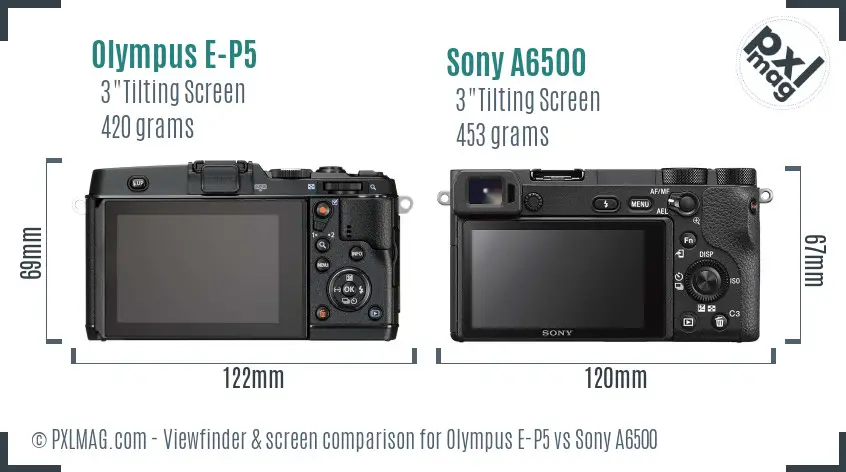 Olympus E-P5 vs Sony A6500 Screen and Viewfinder comparison