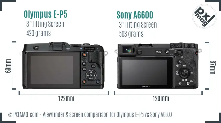 Olympus E-P5 vs Sony A6600 Screen and Viewfinder comparison