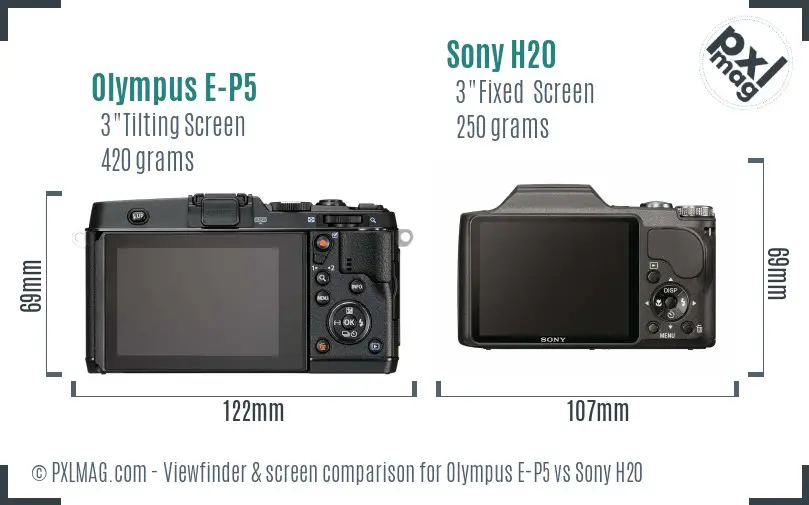 Olympus E-P5 vs Sony H20 Screen and Viewfinder comparison