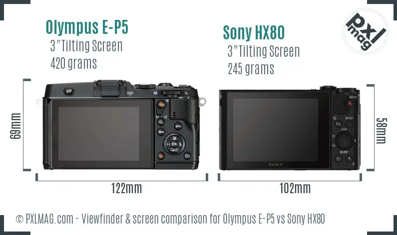 Olympus E-P5 vs Sony HX80 Screen and Viewfinder comparison