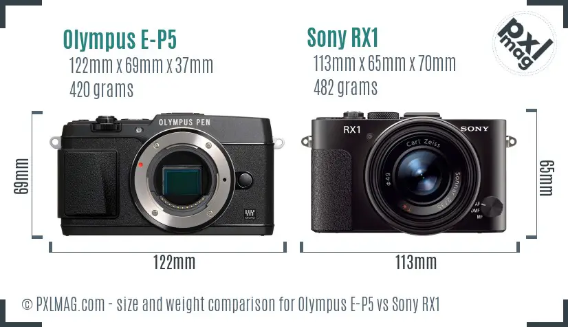 Olympus E-P5 vs Sony RX1 size comparison