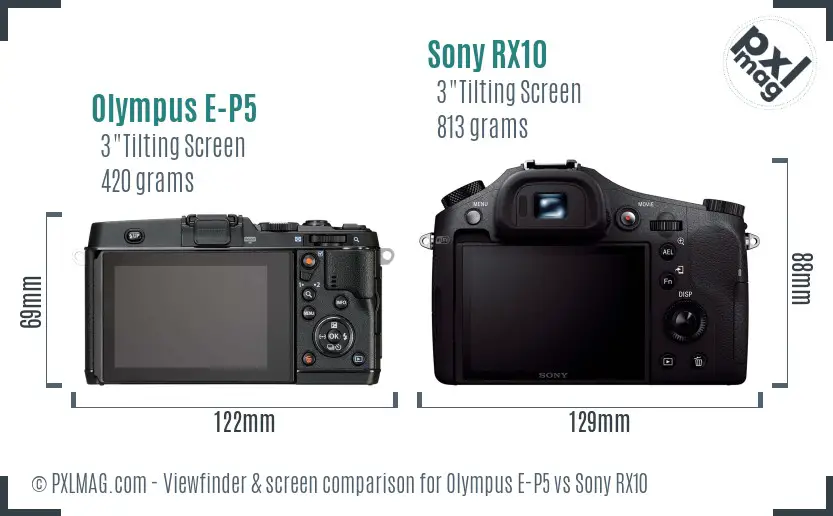 Olympus E-P5 vs Sony RX10 Screen and Viewfinder comparison
