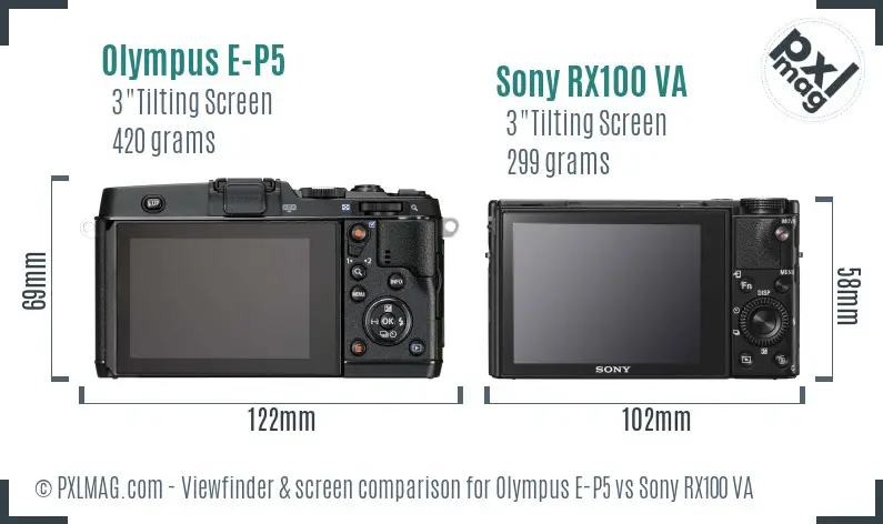 Olympus E-P5 vs Sony RX100 VA Screen and Viewfinder comparison