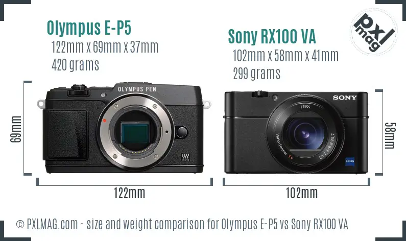 Olympus E-P5 vs Sony RX100 VA size comparison