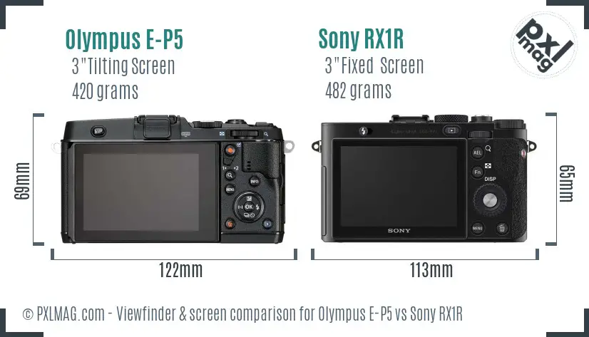 Olympus E-P5 vs Sony RX1R Screen and Viewfinder comparison