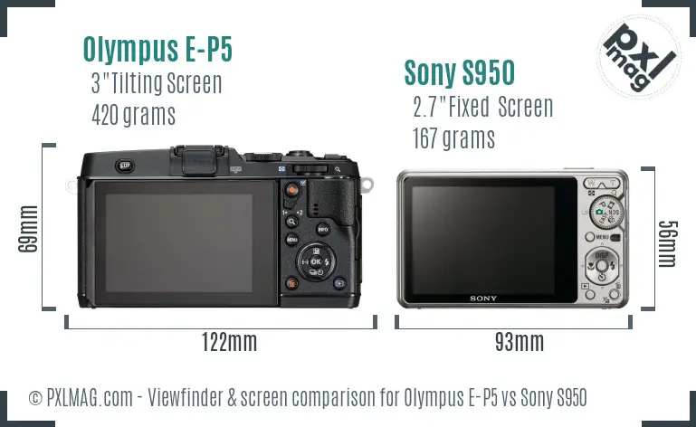 Olympus E-P5 vs Sony S950 Screen and Viewfinder comparison