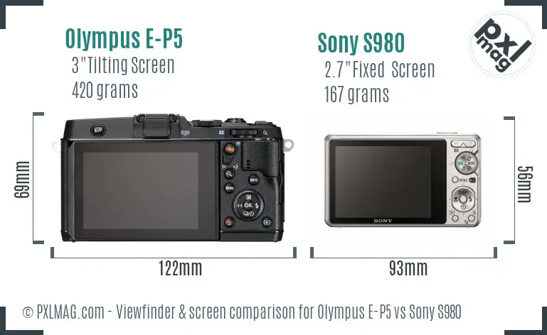 Olympus E-P5 vs Sony S980 Screen and Viewfinder comparison