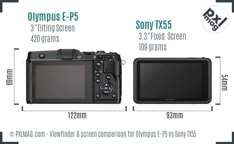 Olympus E-P5 vs Sony TX55 Screen and Viewfinder comparison Olympus E-P5 vs Sony TX55 Screen and Viewfinder comparison