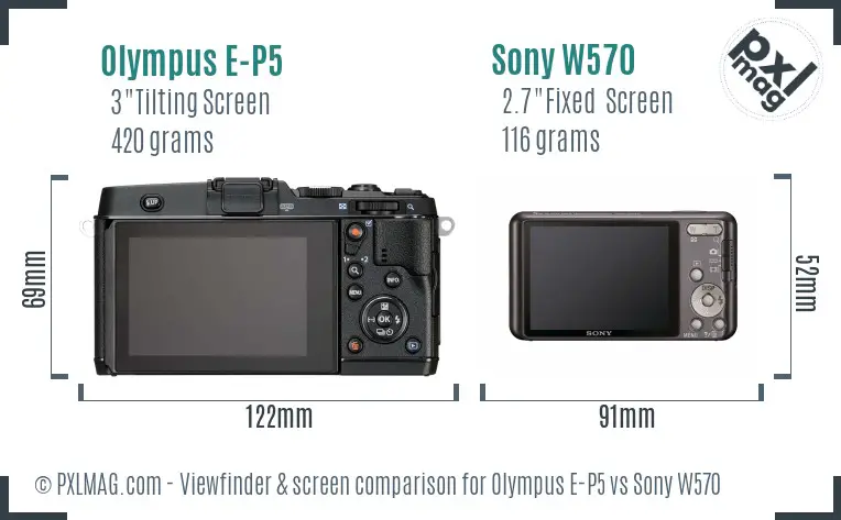 Olympus E-P5 vs Sony W570 Screen and Viewfinder comparison