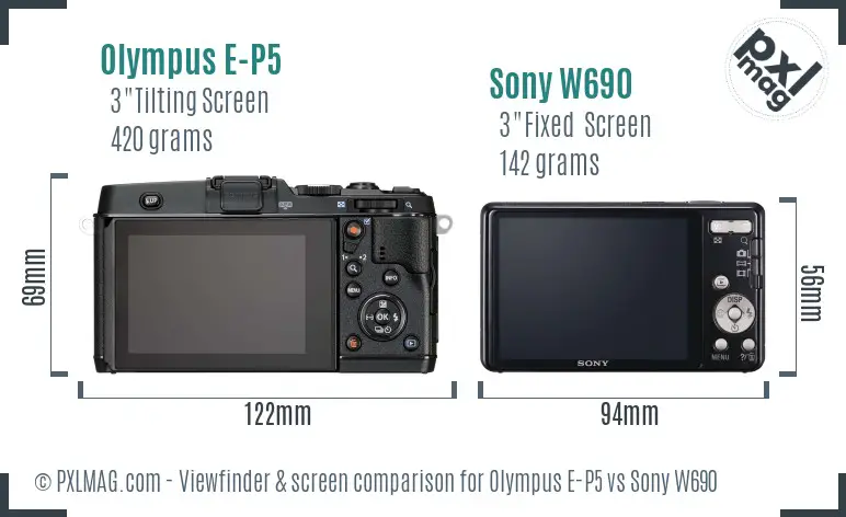 Olympus E-P5 vs Sony W690 Screen and Viewfinder comparison