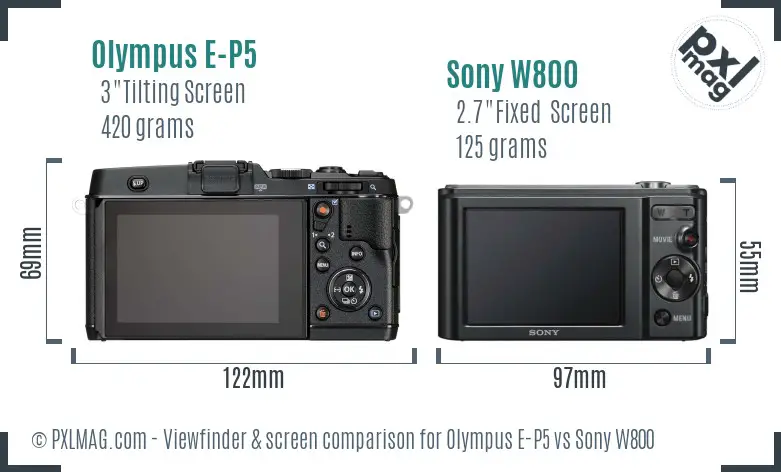 Olympus E-P5 vs Sony W800 Screen and Viewfinder comparison