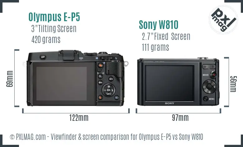 Olympus E-P5 vs Sony W810 Screen and Viewfinder comparison Olympus E-P5 vs Sony W810 Screen and Viewfinder comparison