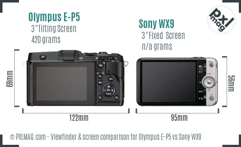 Olympus E-P5 vs Sony WX9 Screen and Viewfinder comparison