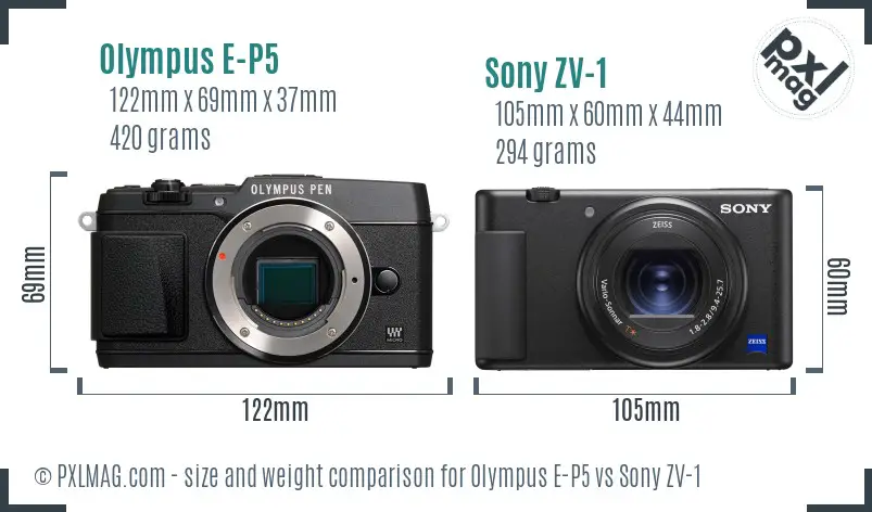 Olympus E-P5 vs Sony ZV-1 size comparison
