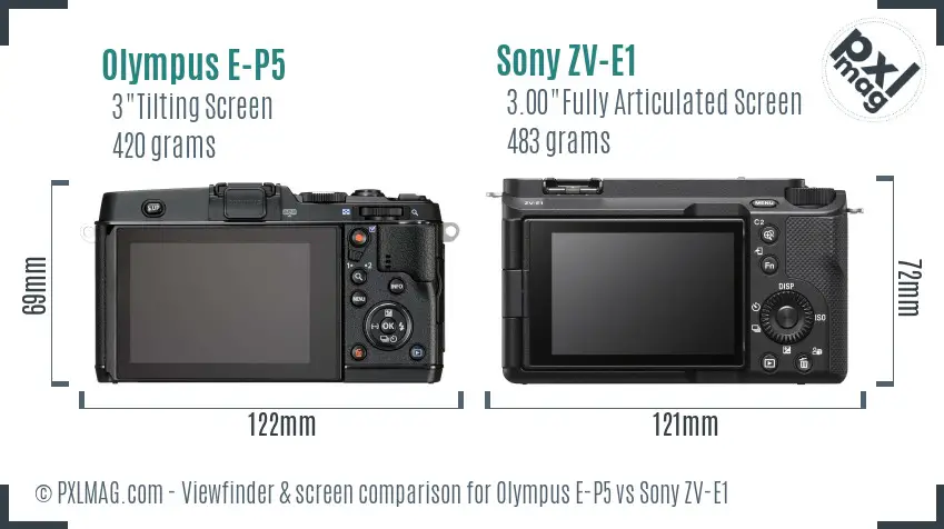 Olympus E-P5 vs Sony ZV-E1 Screen and Viewfinder comparison Olympus E-P5 vs Sony ZV-E1 Screen and Viewfinder comparison