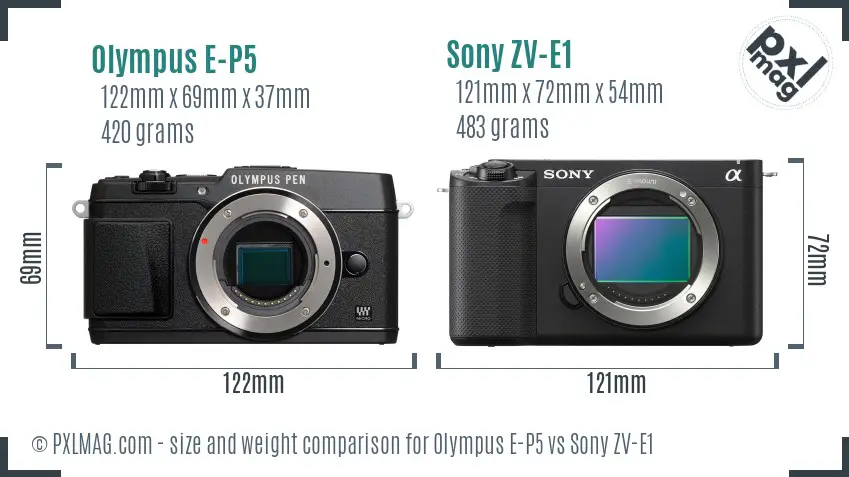 Olympus E-P5 vs Sony ZV-E1 size comparison Olympus E-P5 vs Sony ZV-E1 size comparison