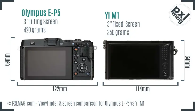 Olympus E-P5 vs YI M1 Screen and Viewfinder comparison