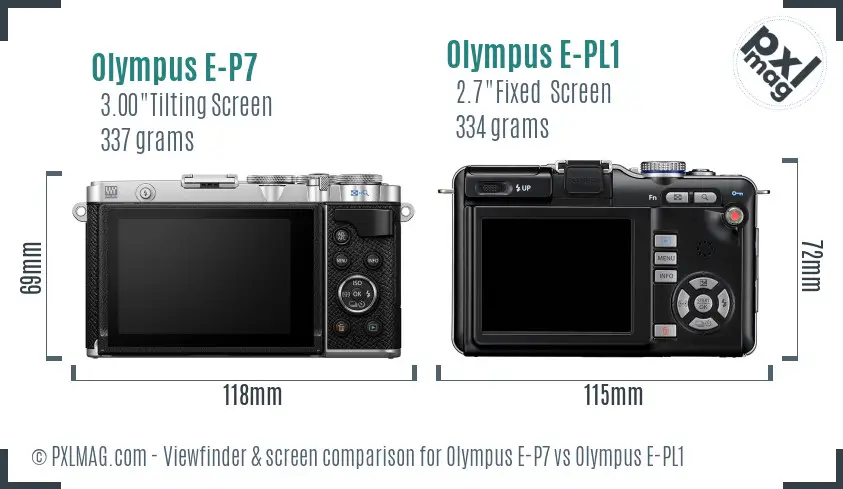 Olympus E-P7 vs Olympus E-PL1 Screen and Viewfinder comparison