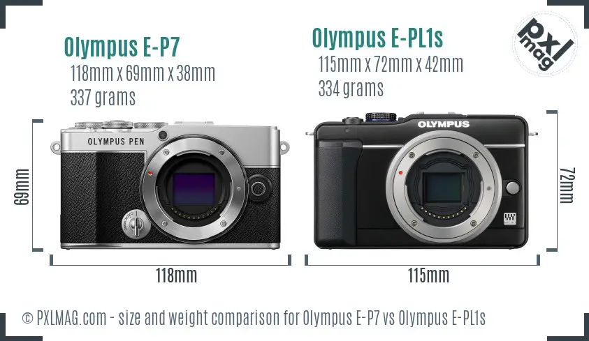 Olympus E-P7 vs Olympus E-PL1s size comparison