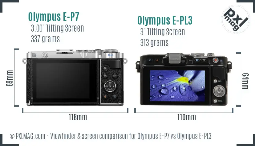 Olympus E-P7 vs Olympus E-PL3 Screen and Viewfinder comparison