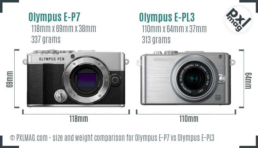 Olympus E-P7 vs Olympus E-PL3 size comparison