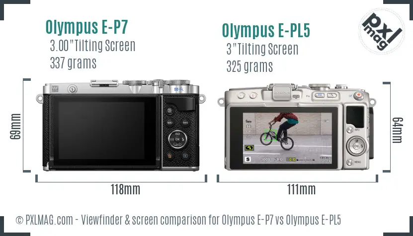 Olympus E-P7 vs Olympus E-PL5 Screen and Viewfinder comparison