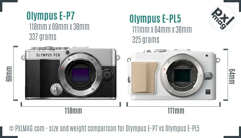 Olympus E-P7 vs Olympus E-PL5 size comparison