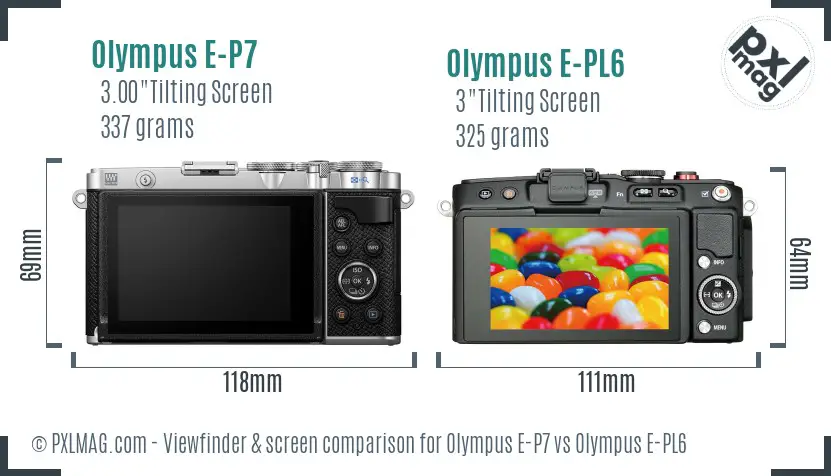 Olympus E-P7 vs Olympus E-PL6 Screen and Viewfinder comparison