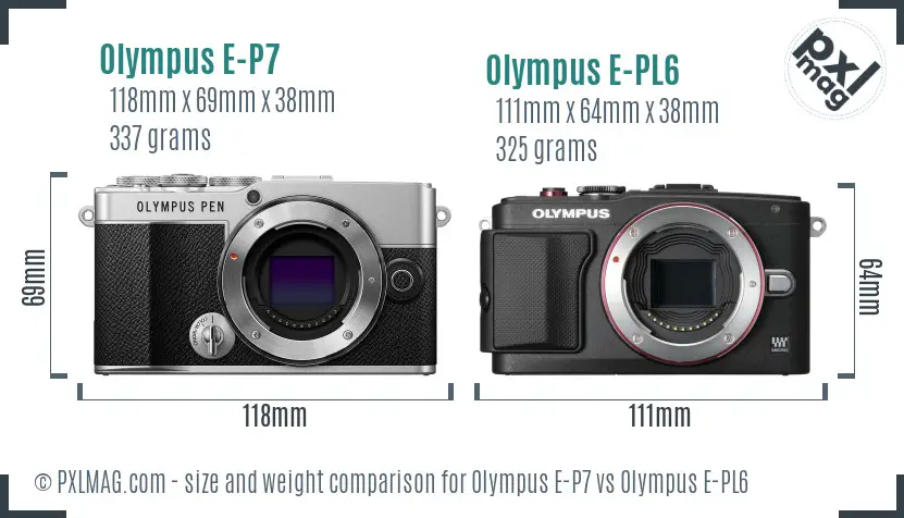 Olympus E-P7 vs Olympus E-PL6 size comparison
