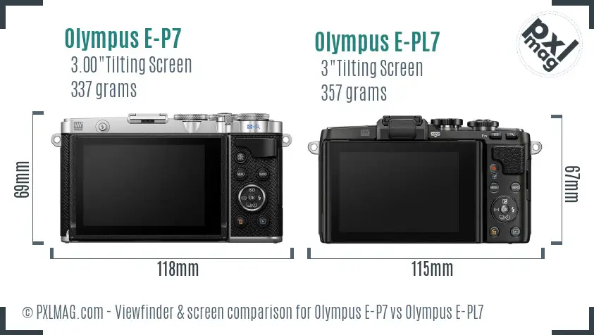 Olympus E-P7 vs Olympus E-PL7 Screen and Viewfinder comparison