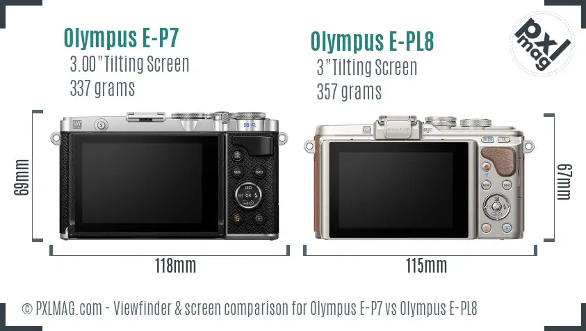 Olympus E-P7 vs Olympus E-PL8 Screen and Viewfinder comparison