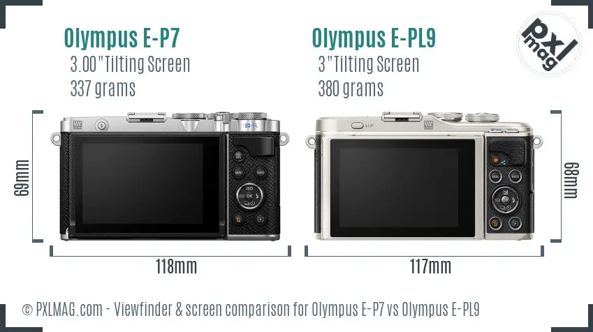 Olympus E-P7 vs Olympus E-PL9 Screen and Viewfinder comparison