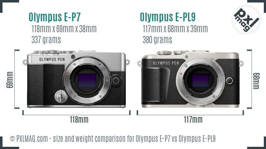 Olympus E-P7 vs Olympus E-PL9 size comparison