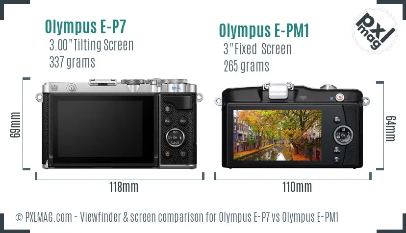 Olympus E-P7 vs Olympus E-PM1 Screen and Viewfinder comparison
