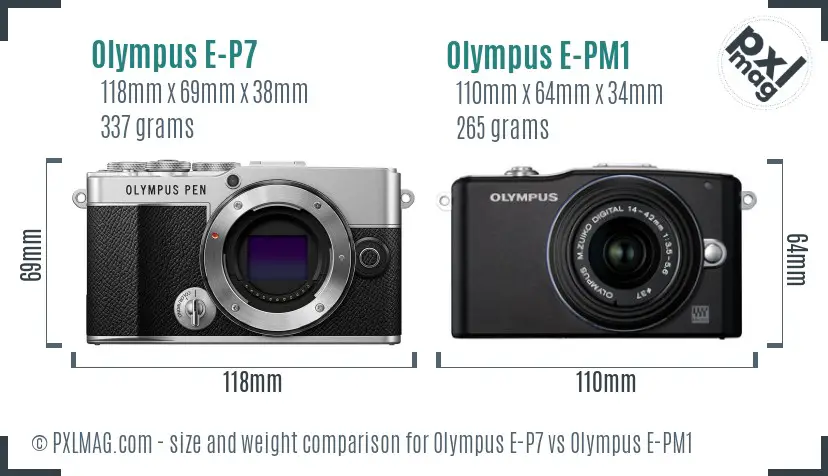 Olympus E-P7 vs Olympus E-PM1 size comparison