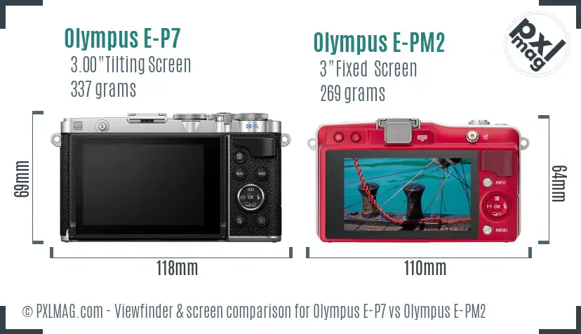 Olympus E-P7 vs Olympus E-PM2 Screen and Viewfinder comparison