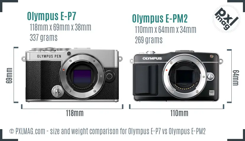 Olympus E-P7 vs Olympus E-PM2 size comparison