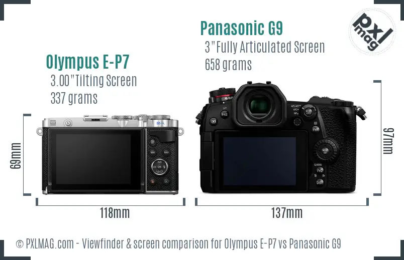 Olympus E-P7 vs Panasonic G9 Screen and Viewfinder comparison Olympus E-P7 vs Panasonic G9 Screen and Viewfinder comparison