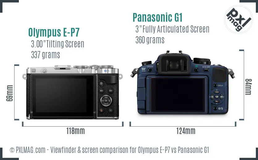 Olympus E-P7 vs Panasonic G1 Screen and Viewfinder comparison