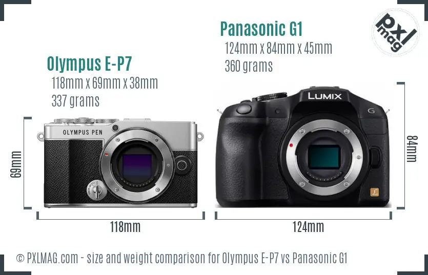 Olympus E-P7 vs Panasonic G1 size comparison
