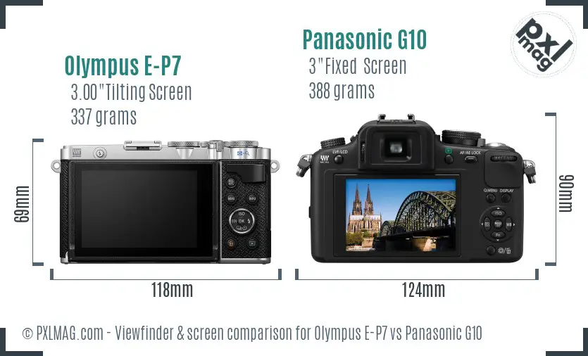Olympus E-P7 vs Panasonic G10 Screen and Viewfinder comparison