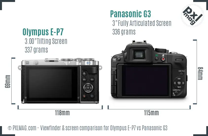 Olympus E-P7 vs Panasonic G3 Screen and Viewfinder comparison