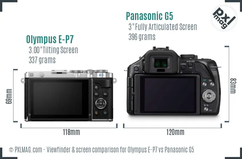 Olympus E-P7 vs Panasonic G5 Screen and Viewfinder comparison