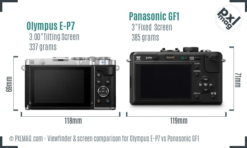 Olympus E-P7 vs Panasonic GF1 Screen and Viewfinder comparison