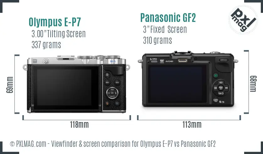 Olympus E-P7 vs Panasonic GF2 Screen and Viewfinder comparison