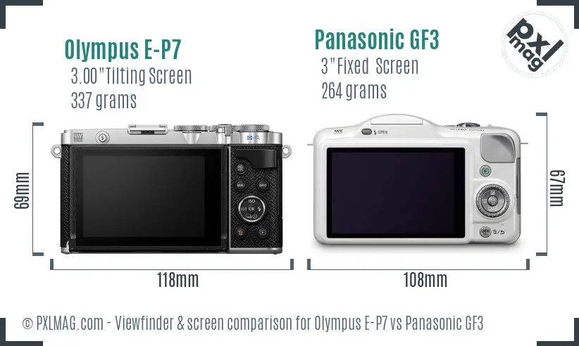 Olympus E-P7 vs Panasonic GF3 Screen and Viewfinder comparison